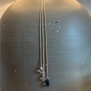 Elegant Silver Necklace with Blue and Clear Swarovski Crystal Pendants